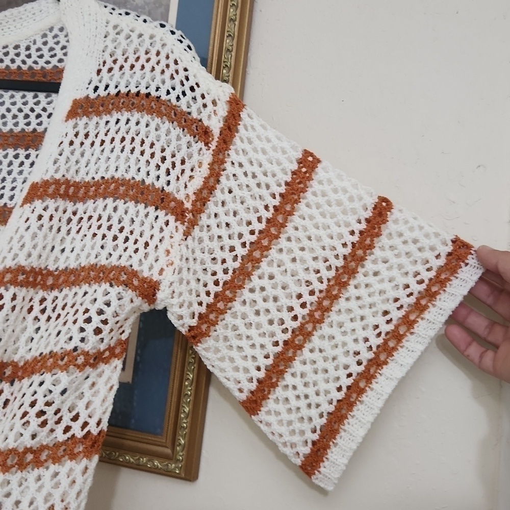 Crotchet Long line Cover Up Duster Photo's Medium Beach Cruise Vacation - Picture 2 of 11